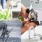 Carevix 1080° rotatable universal faucet extender with dual mode splash filter, shown attached to a kitchen tap.