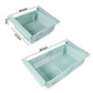 Adjustable stretchable plastic fridge storage basket by Carevix Store, showing a versatile food organizer with expandable sides.