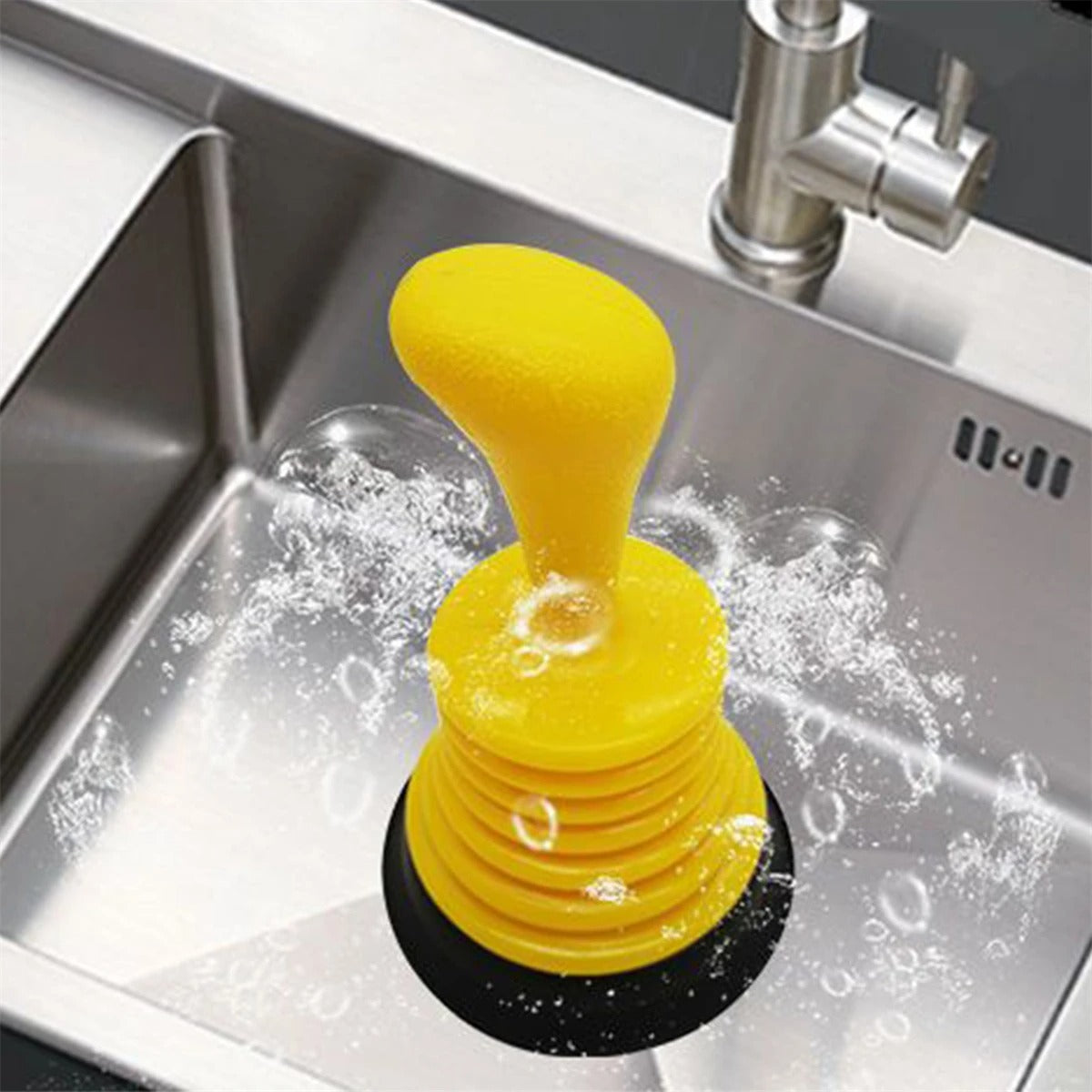 Small and powerful Carevix sink and drain plunger with a multi-functional pipe unblocker pump for clearing clogs.