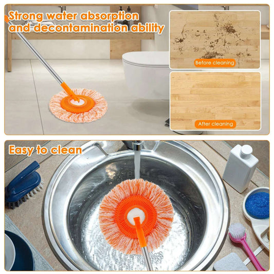 Multipurpose Microfiber Round Mop with Long Telescopic Rod – Easy Dust Removal & Detachable Head