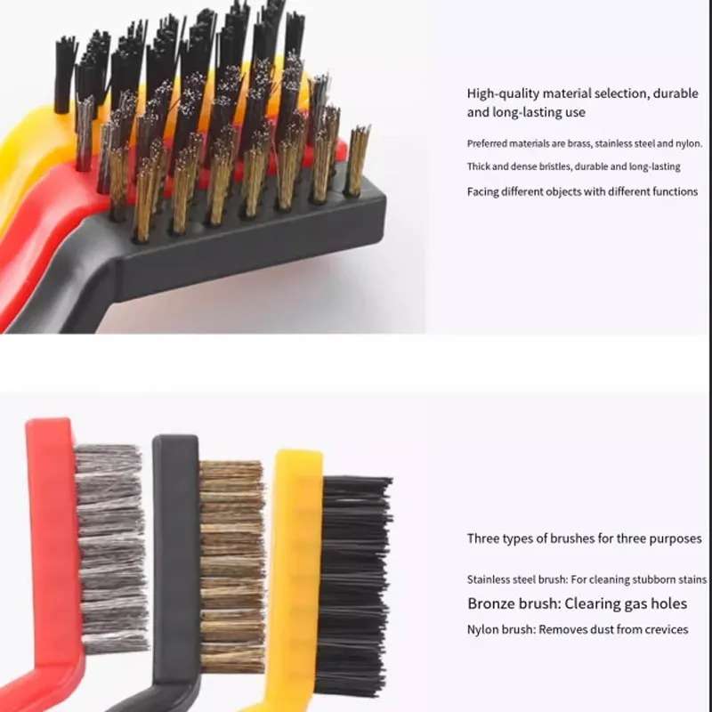 3-Pcs Multi-Purpose Gas Stove & Kitchen Wire Brush Set