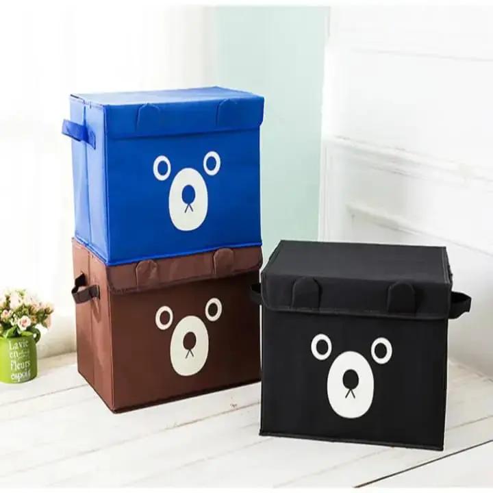 Panda design folding storage bin by Carevix Store, used as a kids toy organizer and quilt basket, featuring a cute panda illustration.