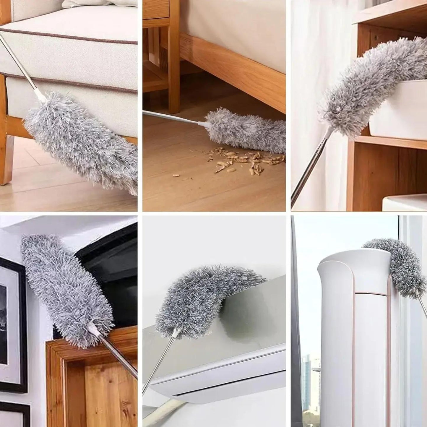 Carevix 360° flexible extendable fan and ceiling duster, telescopic cleaning brush with adjustable length for ceiling and fan cleaning.
