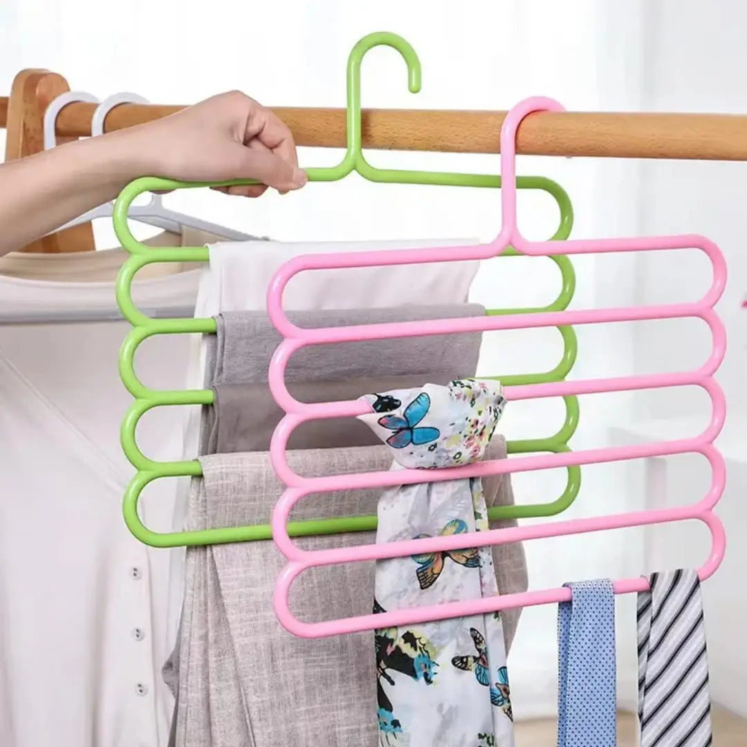 Multi-layer space-saving magic hanger from Carevix with non-slip racks for pants, towels, and clothing organization.