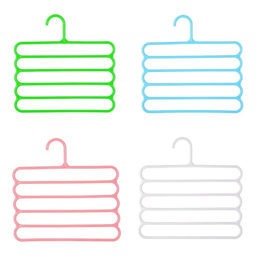 Carevix 5-layer space-saving magic hanger with non-slip design, organizing pants, towels, and clothes efficiently.